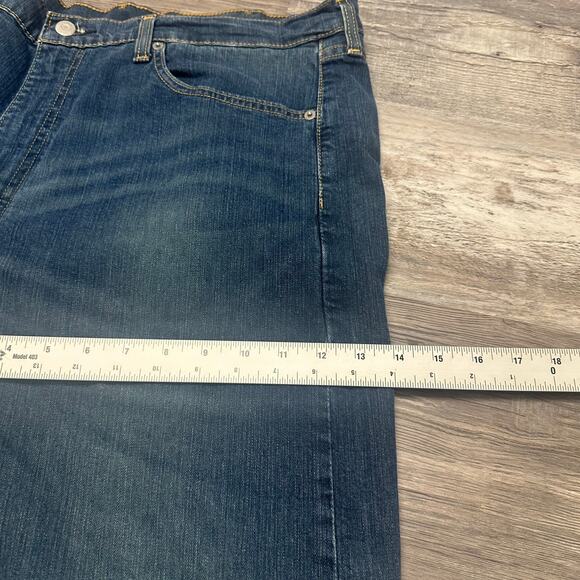 Levis 505 Dark Wash Faded Blue Mens 40x28 Regular Straight Stretch Jeans Red Tab - Picture 11 of 12
